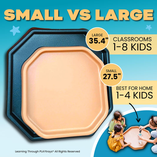 Learning Through PLAYtrays Tuff Tray 27.5” Small [Sand Brown] – Sensory Play Tray for Kids, Toddler Sensory Bin for Sand & Water Play, Montessori Activities, Reggio Classroom & Home Use