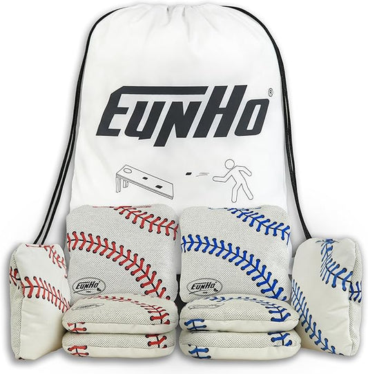 EunHo Dual Sided Cornhole Bags Regulation Set of 8 Professional Cornhole Bean Bags Slick and Stick for Tossing Game-All Weather