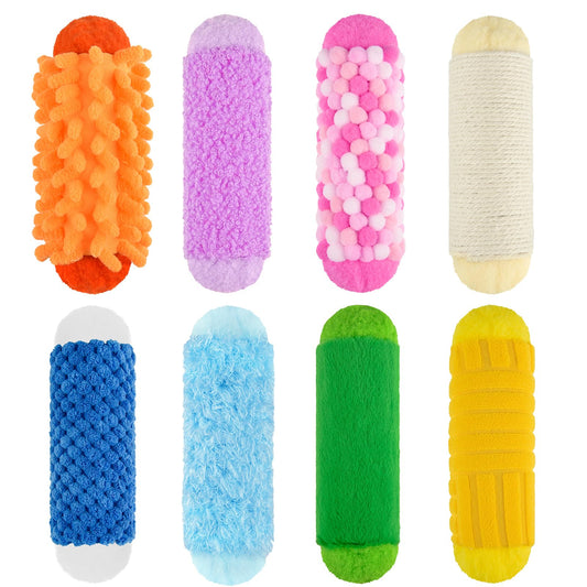 Bouiexye 8 PCS Sensory Toys Assorted Textured Exercise Sensory Bar Toys for Kids Baby Classroom Preschoolers Kindergarten Autism Educational