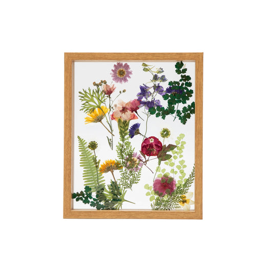 Twodays Birth Flower Mother's Day Craft Kit for Mom/Grandma - 33 Real Pressed Flowers Art DIY Set, With 8x10 Double Glass Frame & Tools, Unique Handmade Birthday Christmas Gift from Daughter (Natural)
