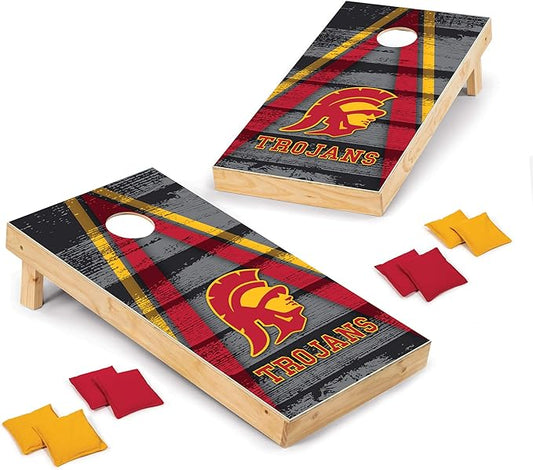 Wild Sports NCAA College 2' x 4' Wood Direct Print Tournament Cornhole Set, 8 Bean Bags, Vintage Triange Design - Tailgate, Outdoor, Backyard