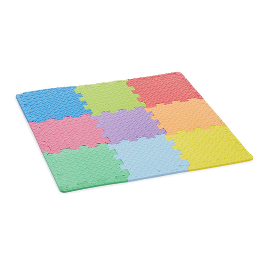 Amazon Basics Kids Interlocking Puzzle Exercise Play Mat, EVA Foam Floor Tiles, 36-Pack with 54 Borders, 12" x 12", Colorful, Soft