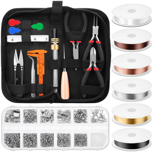 Thrilez Wire Wrapping for Jewelry Making, Repair and Beading Supplies Kit with Craft Ring Wire, Tools, Pliers and Jewelry Findings