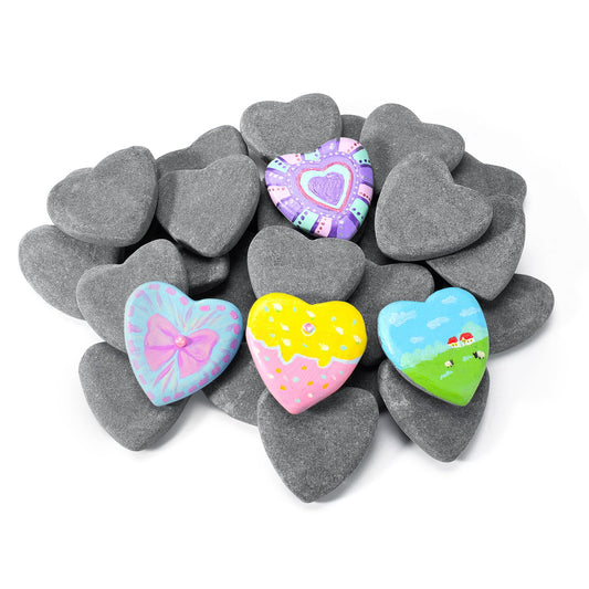 Simetufy 15 Pcs Heart-Shaped Rocks for Painting, 2in Valentine's Day Heart Stones, Natural River Rocks to Paint, Flat Painting Rocks, Smooth Rocks for Crafts, Stones for Girls DIY, Kindness Rocks