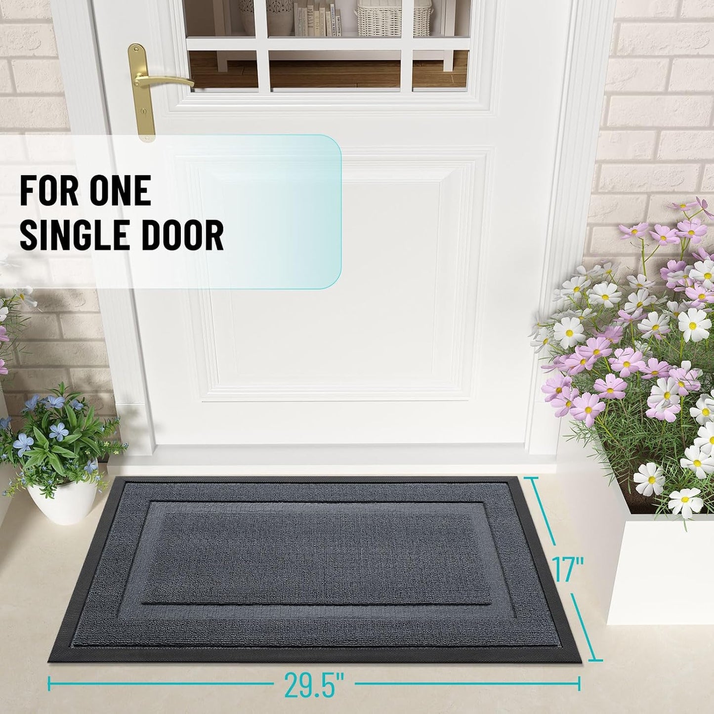 OLANLY Waterproof Front Door Mat - All-Season, Sturdy Natural Rubber, Easy Clean | 47x32, Charcoal Gray