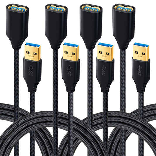 3.0 4Pack [6ft] 5Gbps USB Extension Cable, USB A Male to Female Braided Extender Cord Fast Data Transfer for Hard