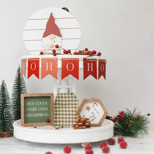 Beautiful Tiered Tray Decor Set for Christmas - Interchangeable All Season Decorations Bundle Incl. Spring, Valentines Day & More - Modern Farmhouse Centerpiece for Home & Kitchen Decor