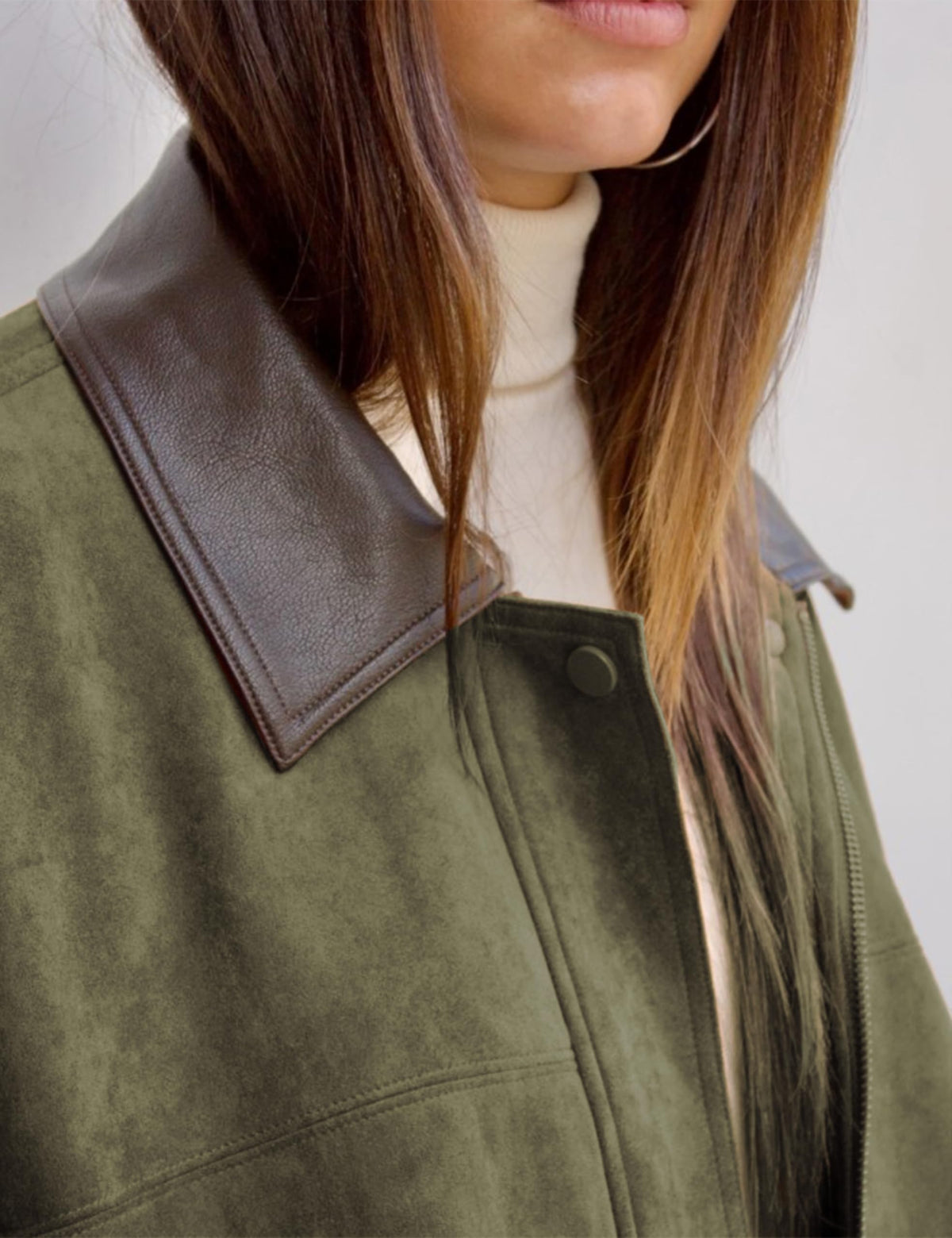 Yegthou Womens Faux Suede Bomber Jacket Casual Lapel Pilot Cropped Jackets Oversized Motorcycle Zip Up Outerwear Coats(ArmyGreen-XS)