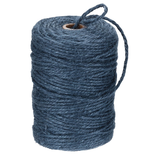 MECCANIXITY Natural Jute Twine String 328ft x 3mm Long Strong Twine Rope for Arts Crafts Ribbon Gift Wrapping Packing Christmas Wedding, Dark Blue