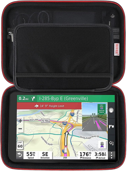 BOVKE 10-inch OTR1000 OTR1010 1090 Hard Carrying GPS Case for Garmin Dezl / / RV GPS Navigator System, Mesh Pocket