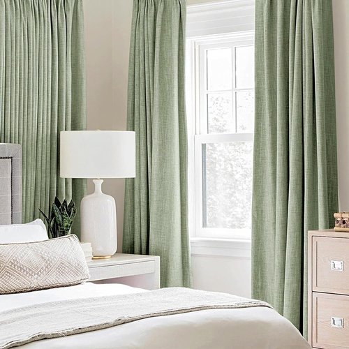 MIULEE Blackout Curtains - 100% Thermal Insulated Linen Texture Drapes | Sage Green, 52x54 Inch (2 Panels)