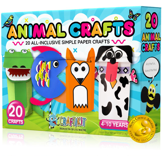 Craftikit® 20 Award-Winning Animal Toddler Arts and Crafts for Kids Ages 3-10 Years, All-Inclusive Animal Craft Kits, Fun Toddler Craft Box for Girls, Boys in Preschool