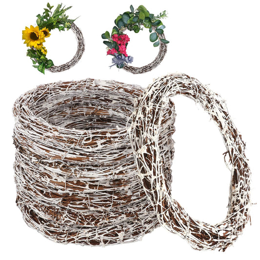 KUKLIPJIM 7 Pcs 12 inch Natural Grapevine Wreath Set, Hand-Woven Vine Branch Wreaths for DIY Crafts, Christmas Decorations, Home & Event Styling(White)