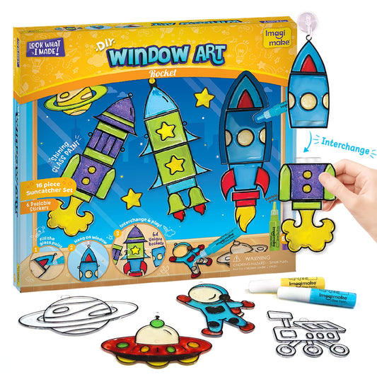 Imagimake Window Art for Kids - Rocket | Suncatcher Kits for Boys, Arts and Crafts for Ages 5-7 | Toys for Boys & Girls Ages 6-8-10-12 | Birthday Gifts for 5 6 7 8 9 10 11 12 Years Old Boys & Girls