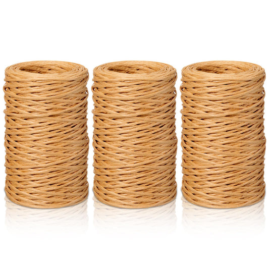 Threlaco 3 Roll 164 Feet Floral Wire Rustic Vine Bind Wire for Wreath Making, Flower Bouquets, Gift Wrapping, DIY Craft, Wedding Decor(Light Brown)