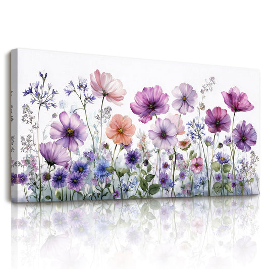 SERIMINO Floral Wall Art, Large Wall Decor, Flower Wall Art, Colorful Wildflowers Decoration Prints, Rustic Aesthetic Painting, Nature Pictures for Living Room Bedroom Dining Room Farmhouse 24"x48"