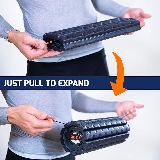 Morph Foam Roller (Bravo-Orange): Collapsible Travel Foam Roller for Back Pain Relief, Workout Muscle Recovery, Back Massager, Deep Tissue Leg Massage, Back Cracker, Stretcher; Small, Portable