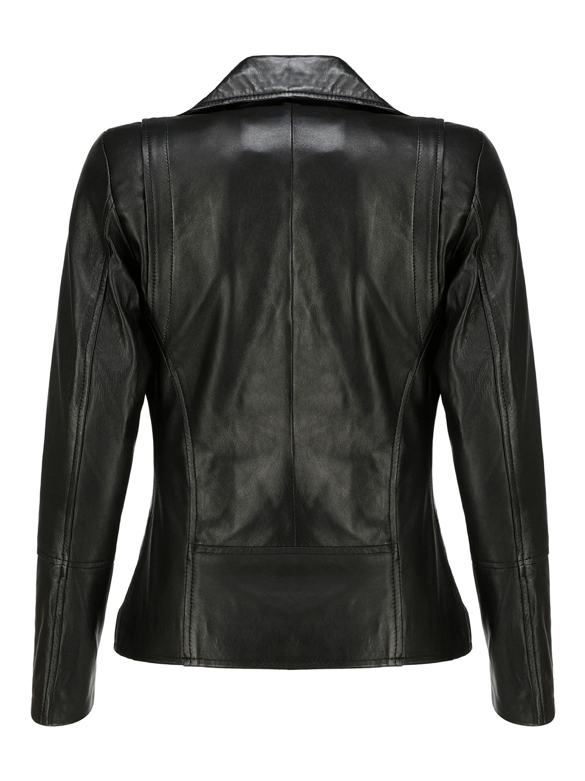 Jild Women's Asymmetrical Zip-Up Real Lambskin Leather Motorcycle Jacket - Casual Fashion Moto Biker Leather Jacket Women (BW-Blk-XL)