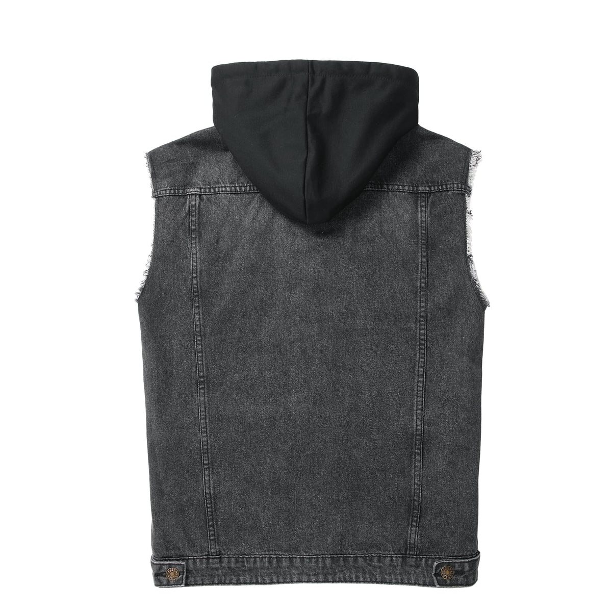 Ginsiom Men's Denim Vest,Sleeveless Jean Hooded Jacket Ripped Stretchy Sleeve Less Fashion Battle Vest for Men with Hood(9385Grey,M)