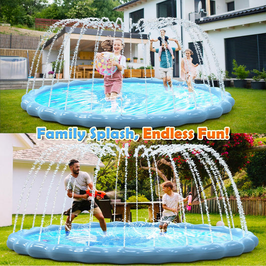 BerrysParadise 102" Splash Pad, Sprinkler & Splash Play Mat Toys for Kids Water Toys, Inflatable Wading Pool Extra Large Thicker Summer Outdoor Funny Toys for 3-12 Years Old Children Boys & Girls