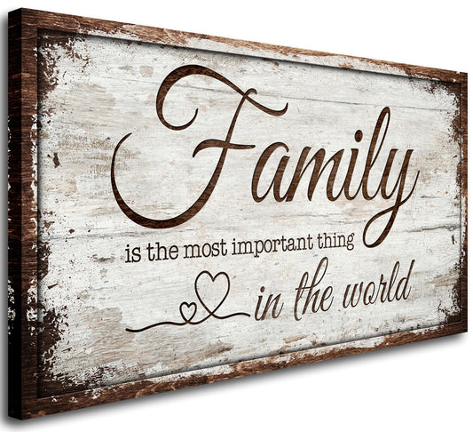 Family is Important Quotes Canvas Wall Art for Living Room|Wall Art|Family Prints Signs Framed|Wall Decor|Retro Picture Painting Artwork for Bedroom,Dining Room,Farmhouse,Home Wall Decoration,Ready to Hang 20"x40"