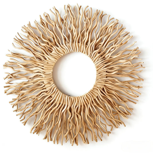 BDJBXK Large Boho Wall Art Decor – Unique Handmade Sunburst Mulberry Branch 27in Wall Art for Living Room, Bedroom, Office, Farmhouse & Home Décor