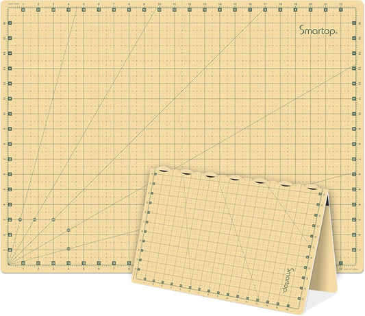 SMARTOP 24"x18" Self Healing 3 Layer Folding Cutting Mat, Non-Slip Non-Reflective, Great for Crafts, Quilting, Sewing, Scrapbooking Molandi Yellow (Molandi Yellow)