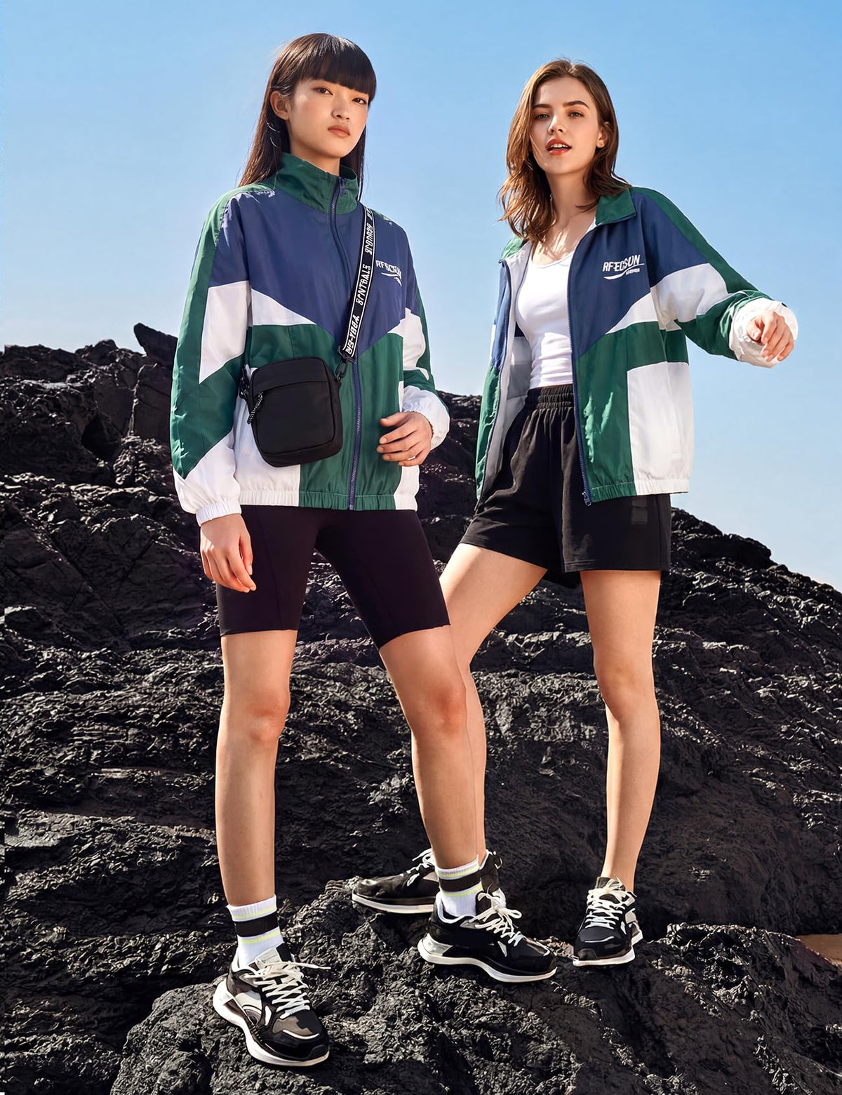 Wyeysyt Women Windbreaker Jacket Y2k Varsity Oversized Jacket(Green-L)