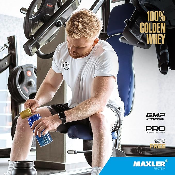 Maxler 100% Golden Whey Protein - 24g of Protein per Serving - Premium Whey Protein Powder for Pre Post Workout - Fast-Absorbing Whey Concentrate, Isolate & Hydrolysate Blend - Salted Caramel 5 lb