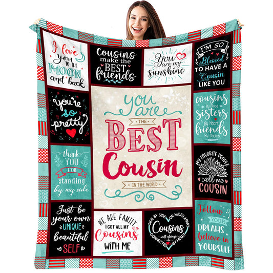 TOBUNKIEN Cousin Gifts for Women - Cousin Birthday Gifts - Birthday Gift for Cousins Female - Best Cousins Ever Gifts Blanket 60"X 50"