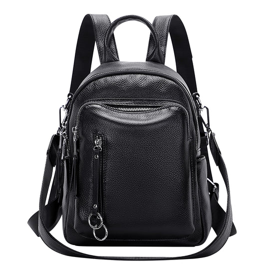 ALTOSY Fashion Genuine Leather Backpack Purse for Women Shoulder Bag Casual Daypack Small(S10 Black)