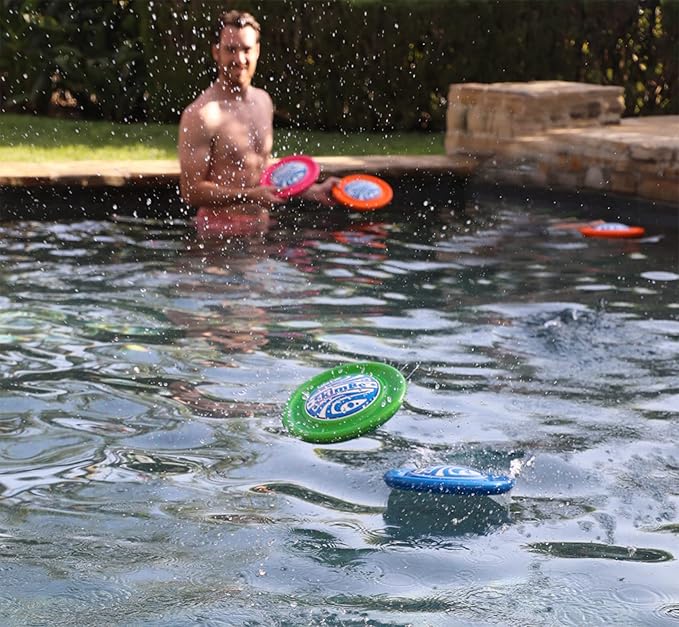 Disc - Water Disc Toy for Spring & Summer Fun - Skips, Slides, Jumps - Pools, Beaches & Backyards Fun for All Ages (Blue)