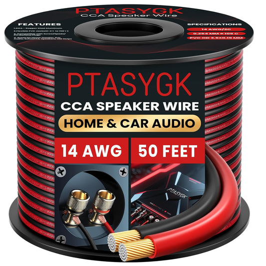 14 50 2 1FT Gauge Speaker Wire Feet - Conductor CCA Clear Audio Speaker Cable for Home Theater & Car Stereo