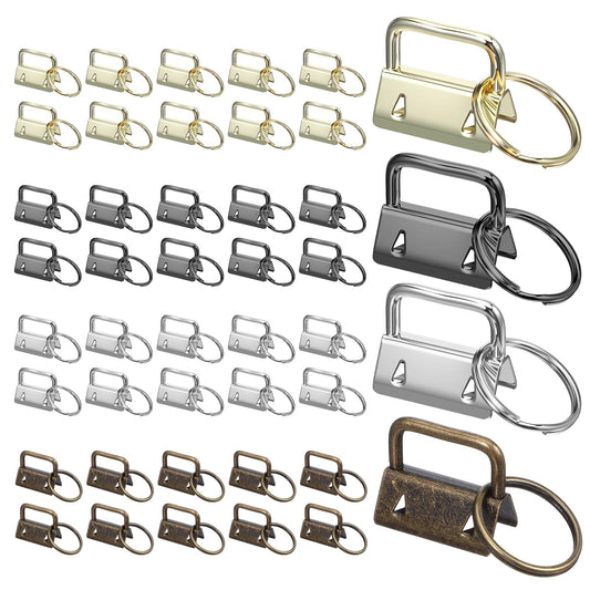 Kifmurase 40 PCS Key Fob Hardware 1 Inch Keychain Hardware Set with Split Ring for Keychain Wristlet, Lanyard, Crafts DIY Supplies for Gift(4 Colors)