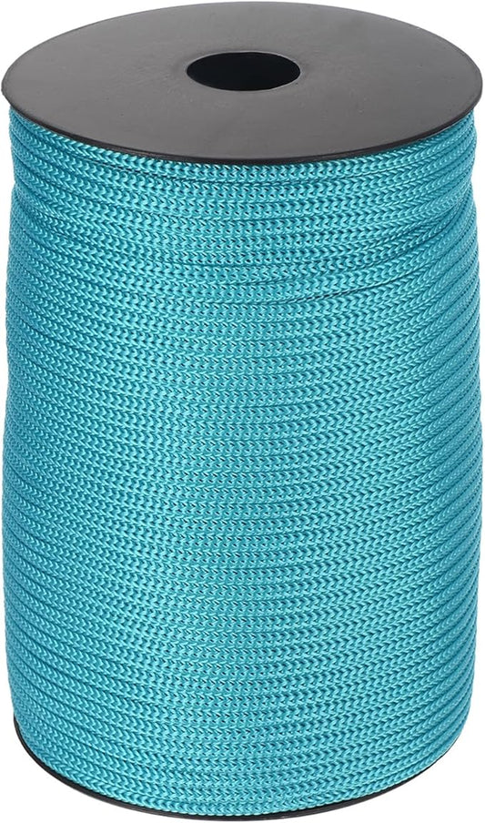 MECCANIXITY 5/32 Inch Polypropylene Rope Braided Ropes, 328ft Camping Rope Hollow Utility Cord for Clothesline, Hiking, Outdoor, Blue-Green