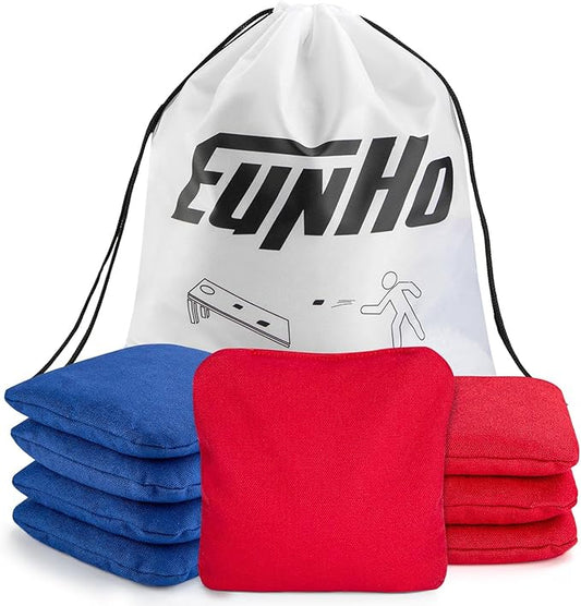 EunHo Cornhole Bags Set of 8 Regulation Size & Weight Corn Hole Bean Bags Official Professional All Weather for Tossing Game with Carry Case