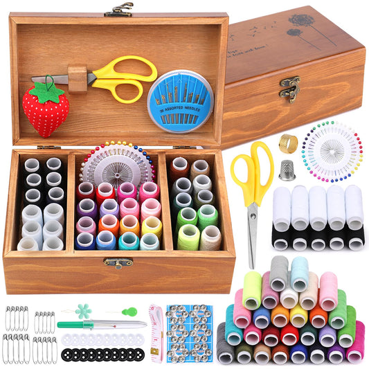 Basic Sewing Kit 196 Pcs Sewing Accessories and Supplies Sewing Repair Kits Hand Sewing Kit with StitchingThread Needle Pin Cushion Button for Travel, Camping, Home DIY
