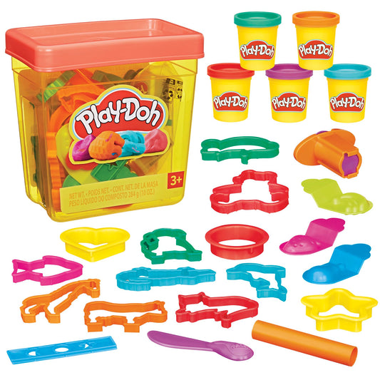 Play-Doh Fun Tub Set, 19 Accessories & Reusable Storage Container, Preschool Toys, Kids Arts & Crafts, Back to School Gifts, Ages 3+ (Amazon Exclusive)