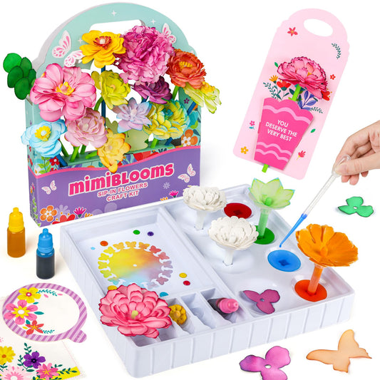 Mimiblooms Paper Flowers Science Kit for Girls, Magic Flower Paper Color Science Dyeing Kit, Arts&Crafts for Kids Age 8-12, Science Experiments Color Changing for Girls 6 7 9 10 11 yr Mother's DayGift