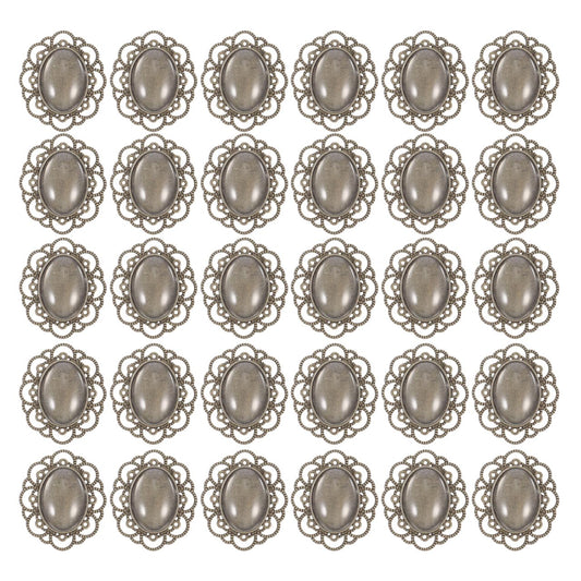 Healifty Vintage Brooch Base Bezels Kit with Dome 1.57X1.25 Inch Copper Pin Back Bottom Holder for DIY Jewelry Making Craft Oval Brooch Findings Tray
