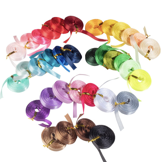 Satin Ribbon 36 Pack (1/4", 5 Yards Each) No Wire, DIY Arts & Crafts, Gift Wrapping Baskets, Wedding Decor, Sewing Projects, Party Favor Embellishment, Hair Bows, Floral, Baby Showers, Holiday Wreath