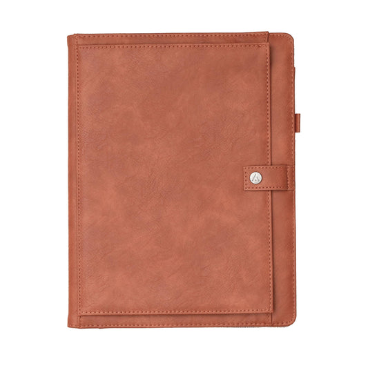 Blue Sky ASMBLD Faux Leather Padfolio, 12.13" x 9.45", Letter Size, Undated, Professional Portfolio with Notepad, Business Organizer for Meetings and Office, Tan