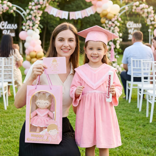 Gloveleya 16" Graduation Girl Doll - Pink Plush Toy with Cap & Gown - Preschool Kindergarten Graduation Gifts for Girls, Class of 2026 Milestone Keepsake