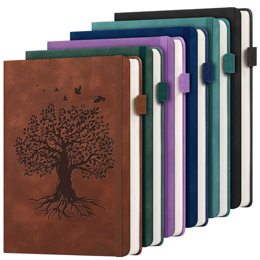 6 Pack Lined Journal Notebook for Women Men, A5 Hardcover Leather Journals for Writing, 200 Pages Thick Paper, Daily Journal Notebook for Work, School, Note Taking, Business, Travel, College Ruled