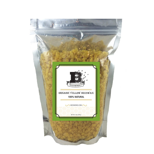 Beesworks Organic Yellow Beeswax Pellets (14 oz) | 100% Pure, Cosmetic Grade, Triple-Filtered Beeswax for DIY Skin Care, Lip Balm, Lotion and Candle Making