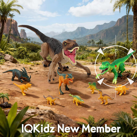 IQKidz RC Dinosaur Toy for Kids 3-5, Realistic Walking Tyrannosaurus Dino Robot for Boy and Girl, Small Electronic Pets as Gift for Toddlers Age 4 6 7 8 9 10-12 Year Old