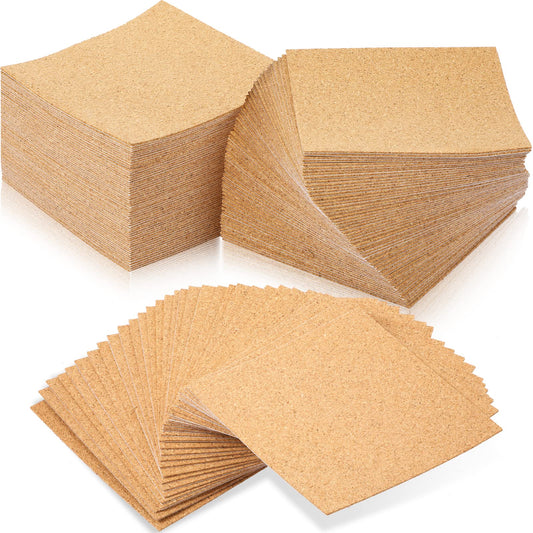 Yalikop 120 Pieces Self Adhesive Cork Sheets 4 x 4 Inches Squares Cork Backing Adhesive Sticky Sheets Mat for Coasters Halloween Thanksgiving Christmas DIY Crafts Supplies(Square)