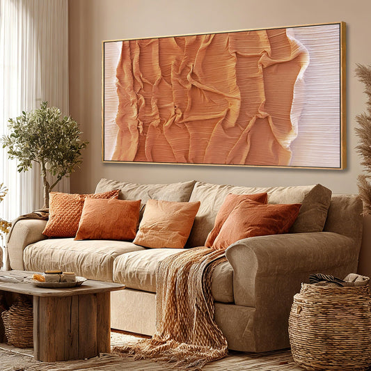 Hue7Art Modern Textured Abstract Canvas Wall Art in Warm Neutral Brown Minimalist Style Artwork for Living Room Bedroom Office Hallway Home Wall Decor 24x48 Inch