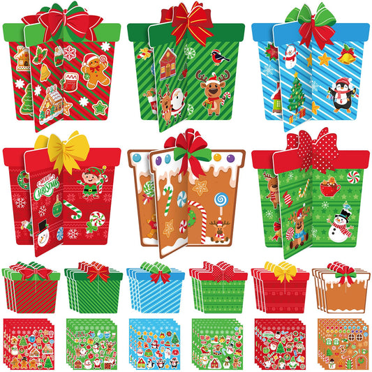 Chiisong 24 Sets DIY Christmas Craft Kits 3D Christmas Box Crafts with Stickers Make Your Own Xmas Table Centerpiece Decor for Xmas Holiday Classroom Home Activities Party Decorations(Box)