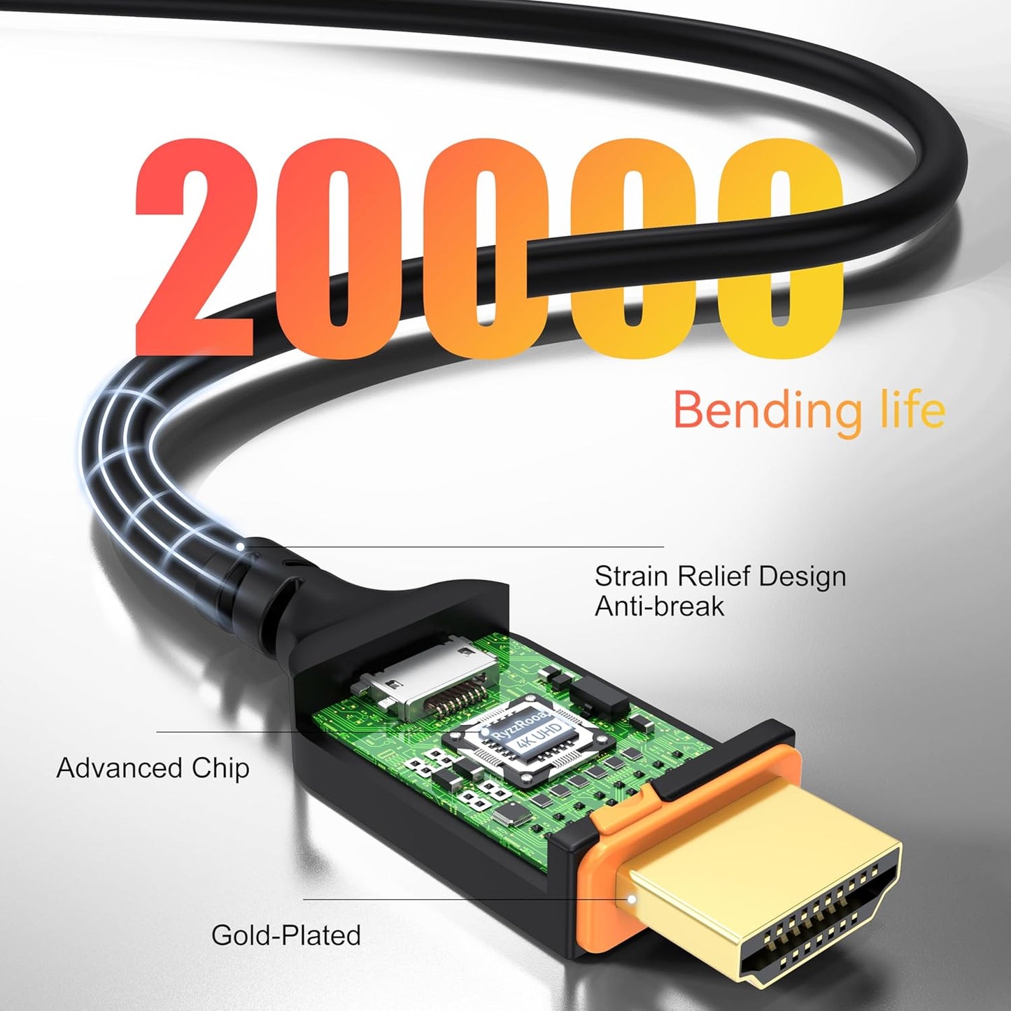 4K 10 5-Pack, 18Gbps 2.0 4K@60Hz, 2K@240Hz, HDCP2.2, 3D PS5/4/3, HDMI Cables FT High Speed HDMI Cord for Gaming, ARC